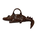 Deep brown crocodile shaped handbag with embossed leather texture and realistic 3D design - Dark Brown