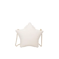 Borsa a tracolla trapuntata a forma di stella in pelle beige con catena dorata - Bianco