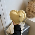 Elegante borsa a tracolla a cuore giallo acceso in pelle PU con catena dorata - Giallo
