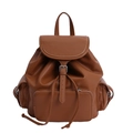 Brauner Vintage-Lederrucksack mit Schnallenklappe und vorderem Reißverschlussfach - Braun