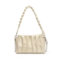 Sac à épaule plissé blanc crème chic avec poignée tressée et détails en chaîne argent - 15*6*15cm / Blanc Cassé