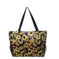 Sunflower print beach tote bag with side mesh pockets and durable shoulder straps - Sunflower Print / Yellow