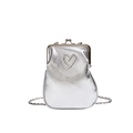 Borsa a conchiglia plissettata argento con fibbia a cuore e catena sottile - Argento