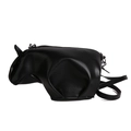 Cute black pig-shaped crossbody bag made of shiny synthetic leather with silver zipper - 22*9*14cm / Black
