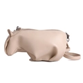 Cute hippo shaped crossbody bag in beige faux leather with adjustable shoulder strap - 22*9*14cm / White