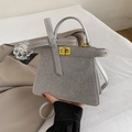 Mini borsa a mano scintillante in strass argento con chiusura a scatto e tracolla - Argento