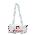 Blau-weiß karierte Schultertasche mit roter Schleife und Herzdetail in schickem Design - Blau