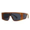 Modern oversized square sunglasses with amber translucent frame and dark gray lenses - Tan Black Grey