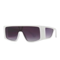 Modern white shield sunglasses with purple gradient lenses and V-shaped bridge detail - White Double Grey