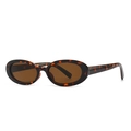Retro small oval frame sunglasses with vintage tortoiseshell leopard print pattern - Leopard Frame Double Tea Lens (C8)