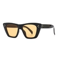 Modern vintage flat top cat eye sunglasses in glossy black with orange yellow lenses - Black Frame Yellow Lens