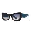 Modern butterfly sunglasses with black frame, teal temples and gradient lenses - C10 Black Gradient Blue