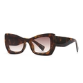 Retro tortoise butterfly sunglasses with wide temples and gradient lenses for women - C7 Leopard Double Tan