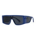 Modern oversized blue square flat top sunglasses with dark integrated shield lens - Blue Black Grey