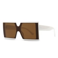 Modern square oversized sunglasses with white frames and dark brown lenses for women - White (C4 White Tan)