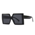 Modern square oversized black sunglasses with dark grey lenses for a chic street look - Black (C1 Black Frame Grey Lens)