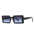 Rectangle sunglasses with thick black frame and purple to blue gradient lenses for fashion - Black Frame Blue Gradient Lens (C2)