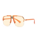 Lunettes de soleil oversize à sommet plat avec verres orange et monture en résine or-orange - Orange Thé Clair (C4)