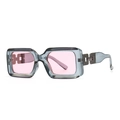 Narrow jelly grey rectangular sunglasses with light pink lenses for trendy street style - Grey Pink (C3)