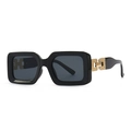 Retro black jelly capsule sunglasses with thick square frames and gold hinge accents - Black (C1 Black Frame Grey Lens)