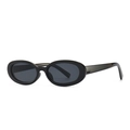 Klassische schwarze ovale Sonnenbrille mit dunkelgrauen Gläsern und leichtem Komfort - Schwarzer Rahmen Schwarzgraue Gläser (C1)