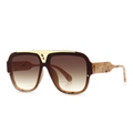 Moderne Oversize-Sonnenbrille mit Marmormuster, Verlaufsgläsern und Goldsteg - Tan Doppeltan (6956)