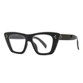 Occhiali da sole cat-eye neri moderni con accenti di borchie dorate sulla montatura - Montatura Nera Lenti Trasparenti