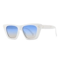 Occhiali da sole cat-eye bianchi con lenti sfumate e rivetti dorati a tre punti - Montatura Bianca Lenti Sfumate Blu