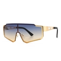 Men's metal sports cycling sunglasses with blue-yellow gradient lenses and gold frames - Gold Gradient Light Tan (C6)