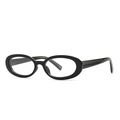 Classic black full-frame oval sunglasses with lightweight resin material and retro style - Black Frame Clear Lens (C6)