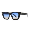 Retro cat eye sunglasses with black frame, blue yellow gradient lenses and gold rivets - Black Frame Gradient Blue Lens