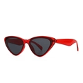 Lunettes de soleil œil-de-chat rouges translucides avec verres gris, vue à 45 degrés - Rouge Noir Gris