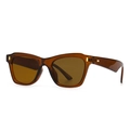 Modern retro square sunglasses in translucent brown frame with brown tinted lenses - Brown