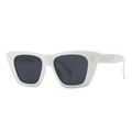 Modern retro white cat eye sunglasses with dark gray lenses and gold triple rivet accents - White Frame Grey Lens