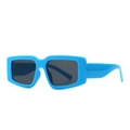 Occhiali da sole rettangolari blu acceso con montatura spessa e lenti scure trendy - Blu Brillante (C6 Blu Nero Grigio)