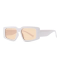 Occhiali da sole quadrati rétro con montatura bianca e lenti color ambra donna - Bianco Puro (C7 Bianco Tan Chiaro)