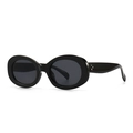 Moderne Vintage-Sonnenbrille in Oval-Schwarz mit silbernen Dreifachnieten am Rahmen - Schwarzer Rahmen Grau Gläser