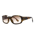 Retro tortoiseshell sunglasses with brown gradient lenses and bold thick frame - Leopard Frame Double Tan Gradient Lens (C5)