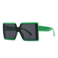 Square jelly style oversized sunglasses with green and black frames and grey lenses - Green (C6 Green Black Grey)