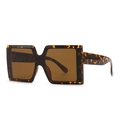 Retro oversized square tortoiseshell sunglasses with brown lenses for a modern street look - Leopard (C7 Leopard Tan)
