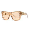 Durchscheinende Bernsteinfarbene Cat-Eye Sonnenbrille mit goldenen Metallschnallen - Hellbrauner Rahmen/Hellbraune Gläser (C6)