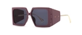 Modern retro square frame sunglasses in deep burgundy matte finish with gold metal temples - Purple Black Grey
