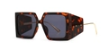 Modern tortoiseshell square frame sunglasses with grey lenses and wide fashion temples - Leopard Black Grey