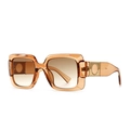 Modern amber square frame sunglasses with thick temples and brown gradient lenses - Light Tea Gradient (C2)