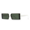 Chic retro rectangular capsule sunglasses with black and white contrast frame design - White Frame Green Lens (C5)