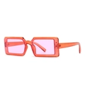 Y2K narrow rectangular sunglasses with jelly orange frame and purple tinted lenses - Tangerine Frame Purple Pink Lens (C6)