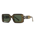 Translucent olive green capsule sunglasses with vintage relief metal hinges and dark lenses - Coffee Green (C2)