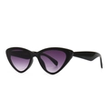Lunettes de soleil œil-de-chat modernes avec monture noire brillante et verres dégradés violets - Noir Double Gris