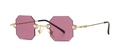 Modern rimless square sunglasses with octagonal purple lenses and gold metal temples - Gold Purple