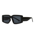 Retro thick black square frame sunglasses with dark grey lenses for a modern rock look - Black (C1 Black Frame Grey Lens)